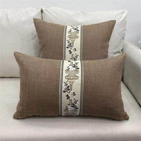 沙发抱帎套新中式风亚麻靠垫纯色沙发靠背护腰靠枕长方形腰枕