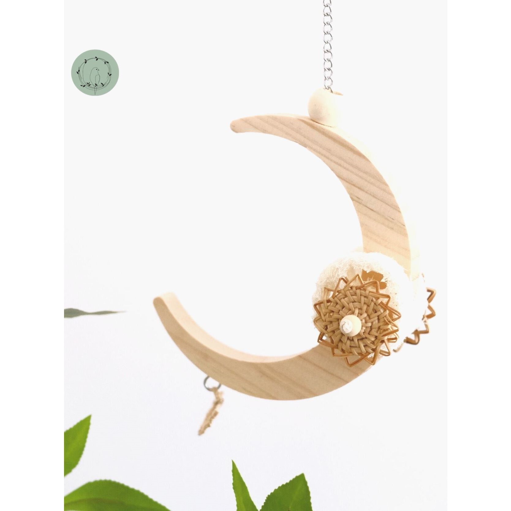 虎皮牡丹鹦鹉秋千原木月亮秋千丝瓜络鹦鹉啃咬磨牙玩具鸟笼装饰