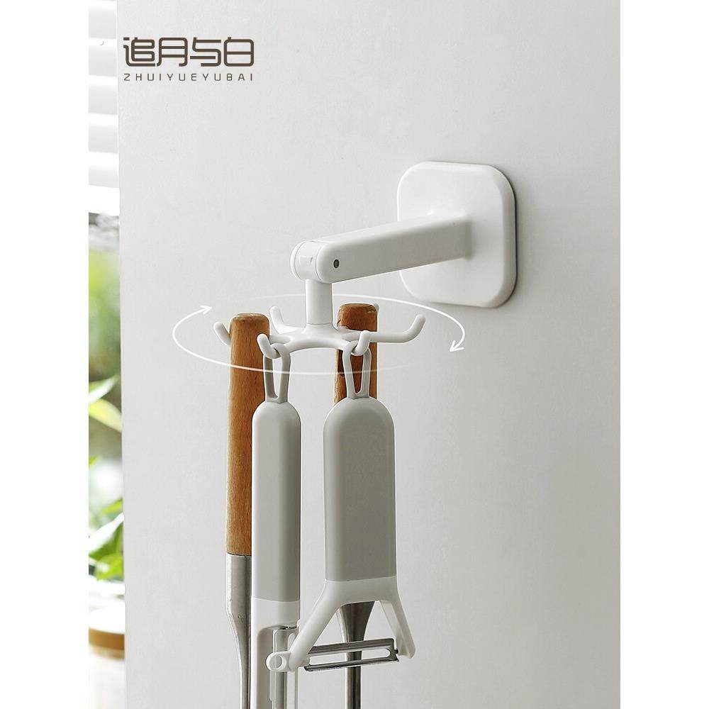 旋转挂钩多功能置物架厨具收纳架锅铲壁挂式厨具架勺子锅铲置物架