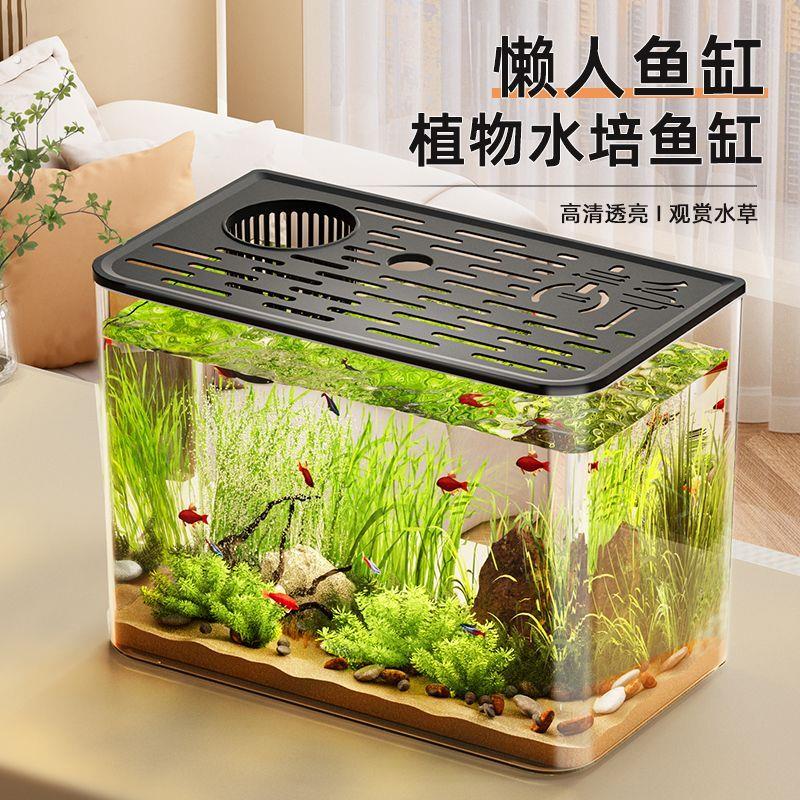 泥鳅专用缸小型家用水族箱带盖子客厅桌面家庭封闭式庭院防摔懒人