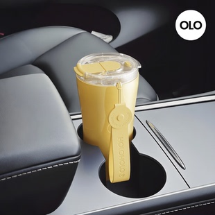 holoholo车载咖啡杯子女高颜值便携随行吸管水杯316L不锈钢保温杯