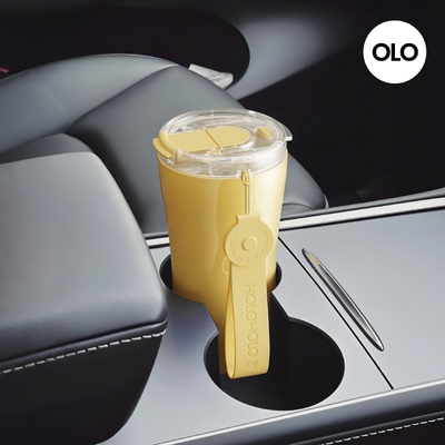 holoholo车载咖啡杯子女高颜值便携随行吸管水杯316L不锈钢保温杯