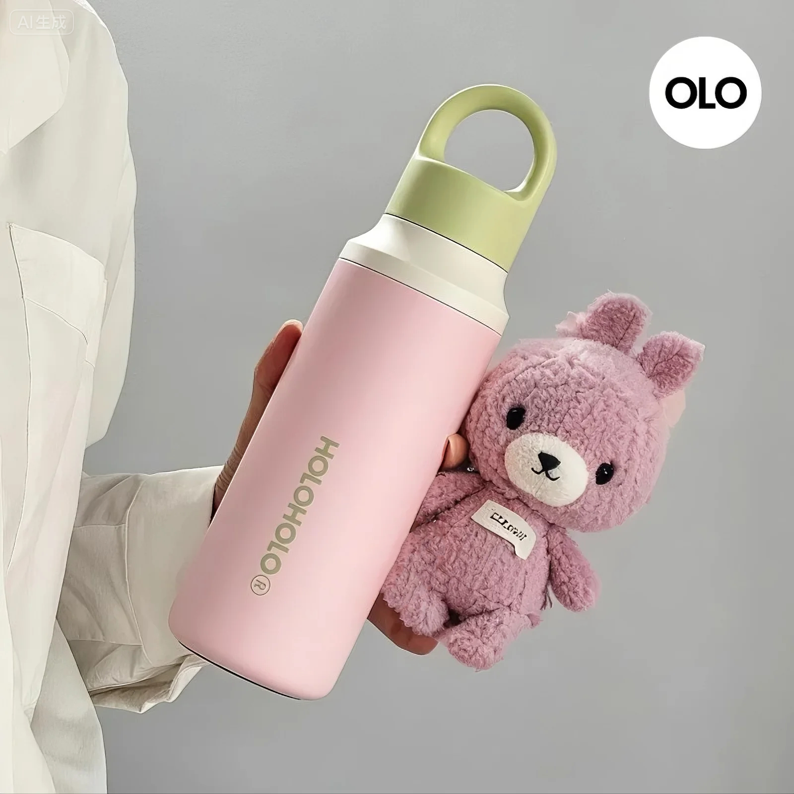 holoholo咔嗒杯子女生学生水杯高颜值便携外带不锈钢大容量保温杯