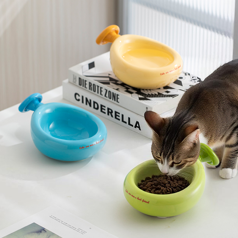 hocc陶瓷猫碗防打翻护颈