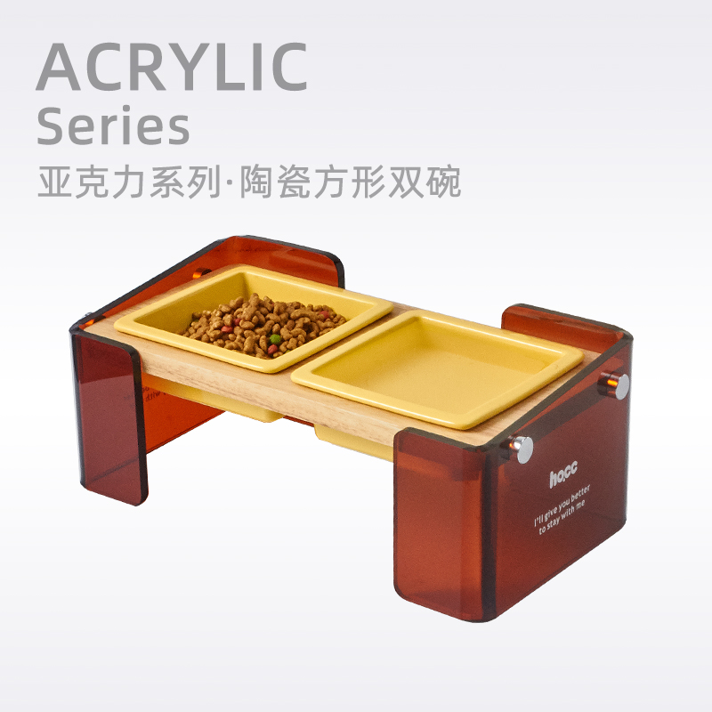 hocc猫咪碗增高护颈双碗