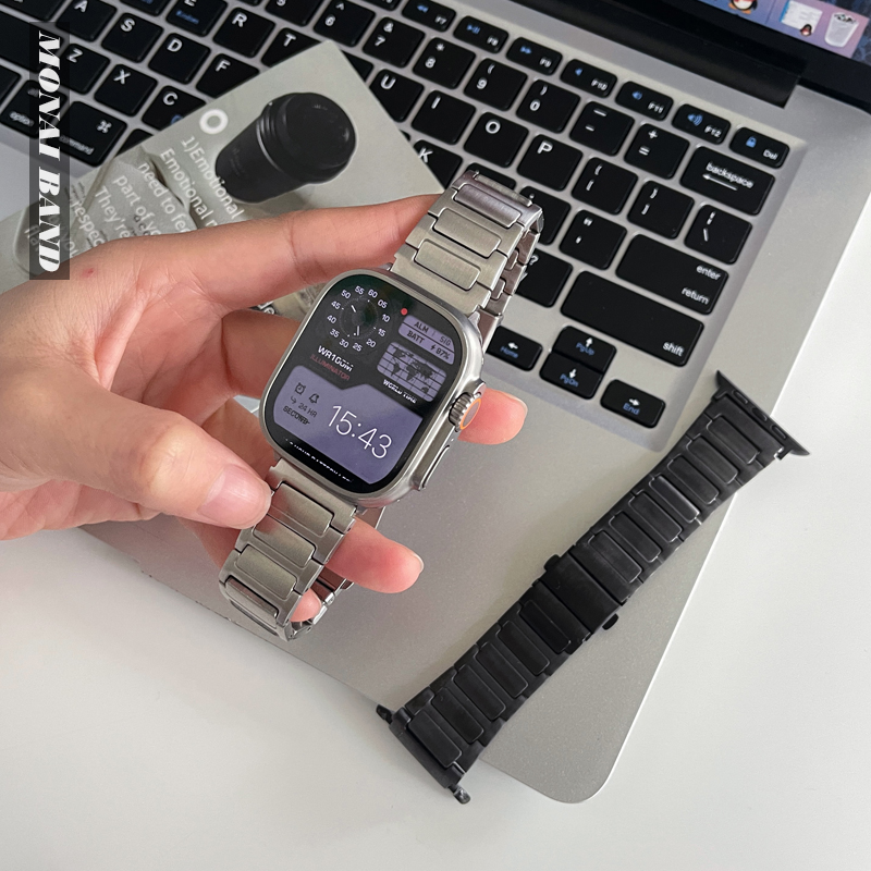 适用于苹果手表不锈钢金属表带applewatch6789商务休闲腕带保护壳