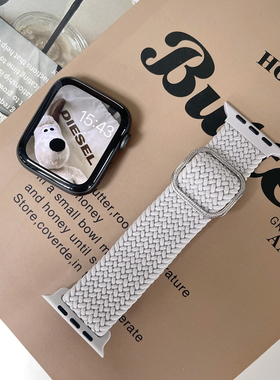 适用于苹果手表41mm尼龙回环表带applewatch6789编织单圈40mm腕带