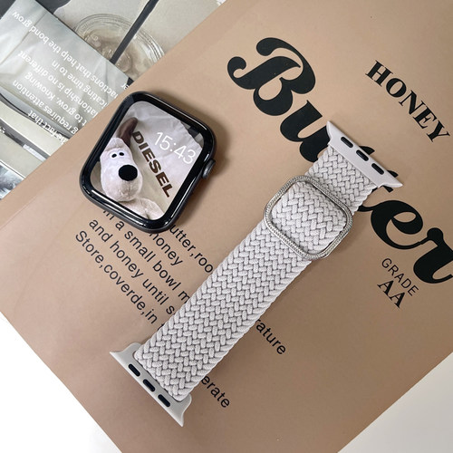 适用于苹果手表41mm尼龙回环表带applewatch6789编织单圈40mm腕带