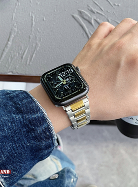 适用于苹果手表不锈钢金属ultra表带iwatch910鹦鹉螺轻奢腕带49mm