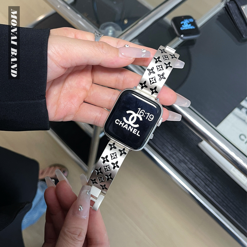 适用iwatch10复古手镯款金属表带苹果手表s9applewatch表带高级感
