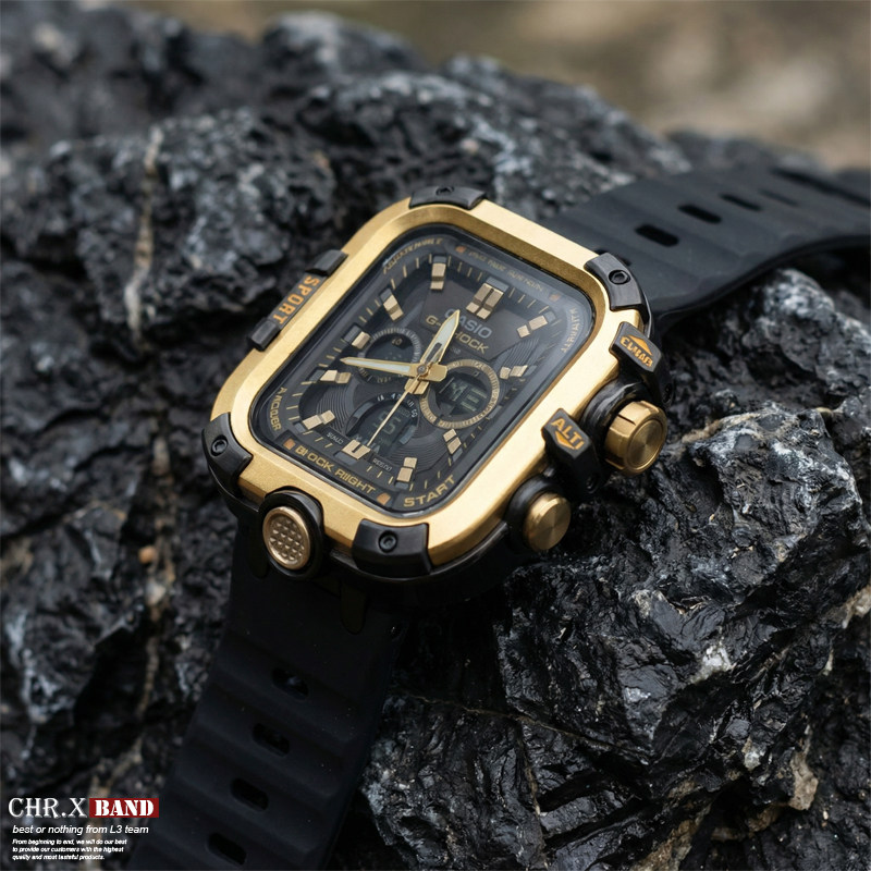 适用苹果手表金属全包钢化膜保护壳套applewatch改装三防运动腕带