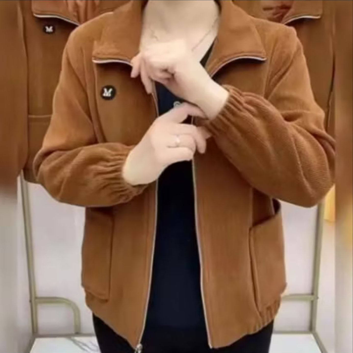 进忆女装灯芯绒拉链纯色外套中老年高档外搭夹克衫2026新款妈妈a5