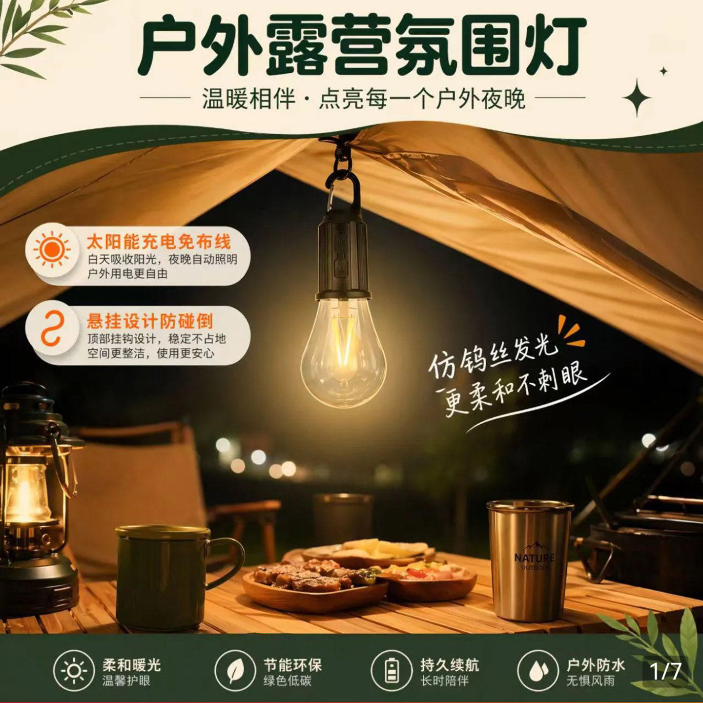 德国精品钨丝灯泡钟其老式超亮太阳能露营灯探月激光炮球泡照明a7