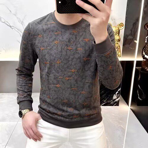 设计感潮牌卫衣男扎染破洞潮流休闲打底衫男时髦帅气长袖t恤内a7