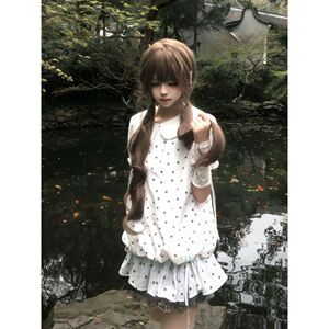 Muzi宅萌系新款小众亚文化五角星可爱小个子娃娃领短袖连衣裙