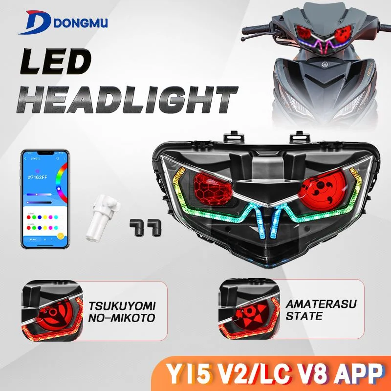 摩托车改装大灯雅马哈Y15ZR V2 LC135 V8专车专用LED大灯跨境热销