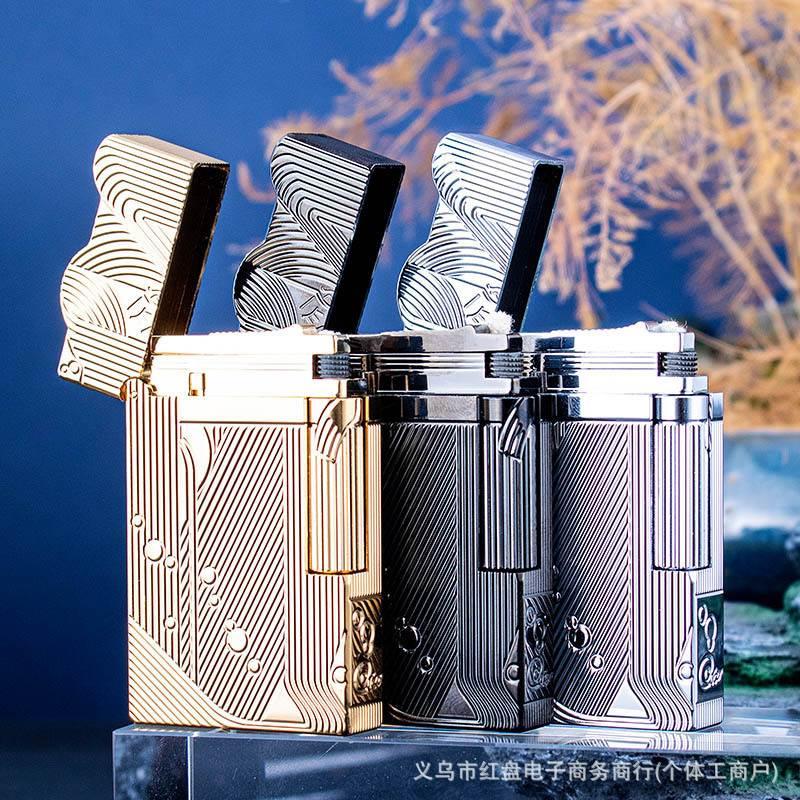 好运达侧滑砂轮打火机跨境热销黄铜时尚个性稀奇古怪朗声创意男士