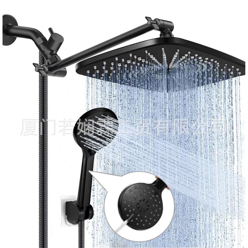 新款雅黑12档ABS顶喷5挡带喷水手持增压淋浴花洒套装