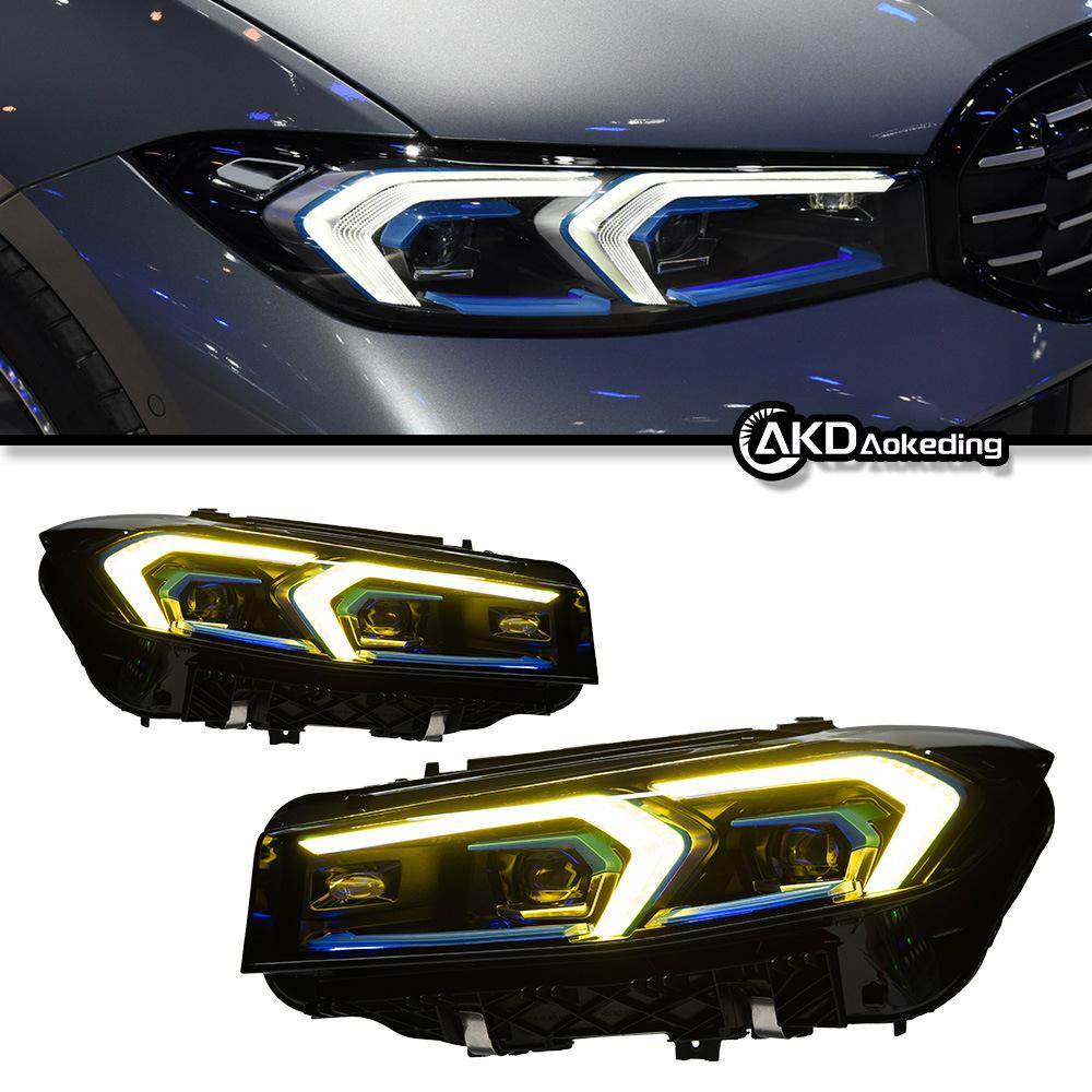适用于19-24款宝马3系G28大灯总成G20老改新黄金天使眼LED日行灯