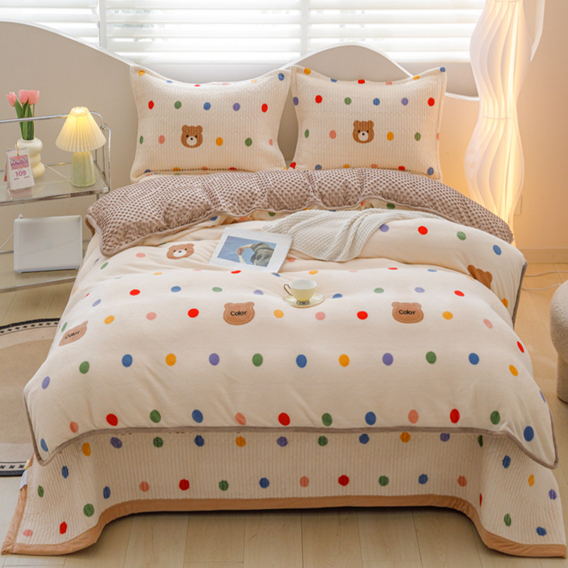 波点被套牛奶绒冬季保暖150x200x230单件被罩双面加绒豆豆珊瑚绒,床上用品,被套,淘宝优惠券,粉丝福利购,淘宝优惠卷