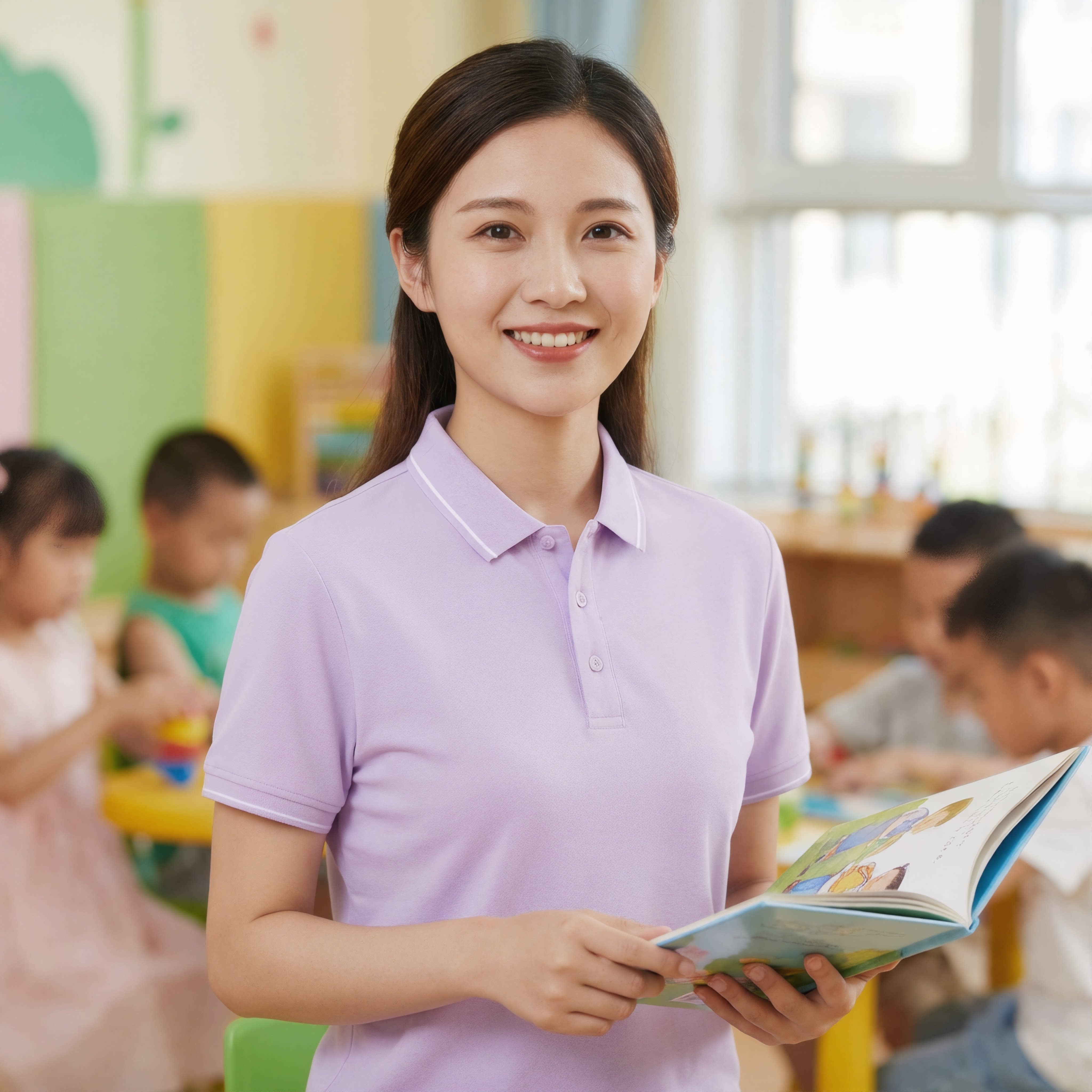 园服索罗娜浅紫色polo衫女定制服图片