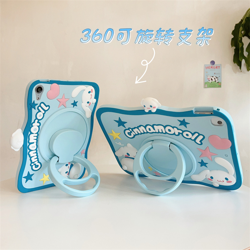 豆豆家ipad硅胶保护套360旋转支架趴趴卡通头玉桂狗ipad套mini12345/mini6/ipad5-6/ipad10.2/ipad10.9-11/ip