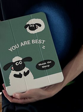 ipad磁吸亚克力-绿色小羊适用ipad mini6平板电脑壳iPad 2025版 第10代 (10.9英寸)可爱卡通iPad Air5(10.9英