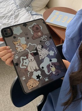 单底壳子ipad亚克力-黑色小狗适用iPad Pro 2025/2021版(11英寸)平板电脑壳iPad 第10代（10.9英寸）简约防摔