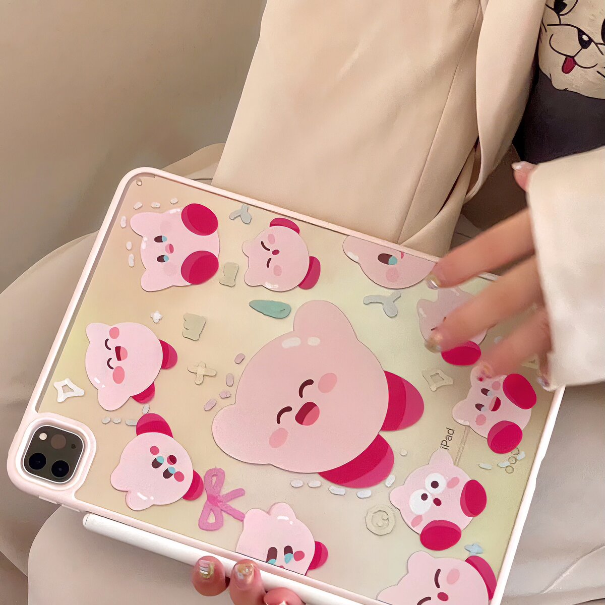 亚克力ipad-粉色胖嘟嘟卡比适用iPad Pro 2025/2021版(11英寸)新款平板电脑壳iPad Air5(10.9英寸)防摔保护套