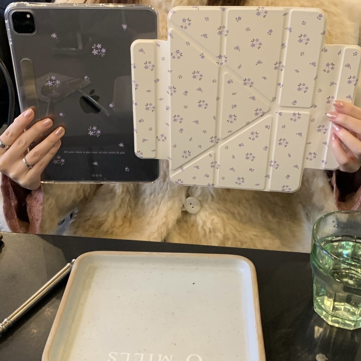 ipad-紫色小碎花适用iPad Air5(10.9英寸)保护套ipad mini6平板电脑壳小清新女款iPad Pro 2021版(11英寸)网