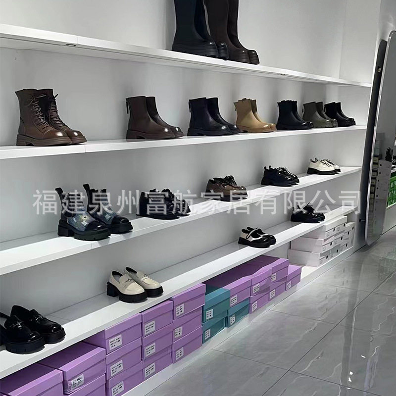 店铺鞋架展示架时尚简约一字搁板男女童鞋货架网红自助鞋店实木