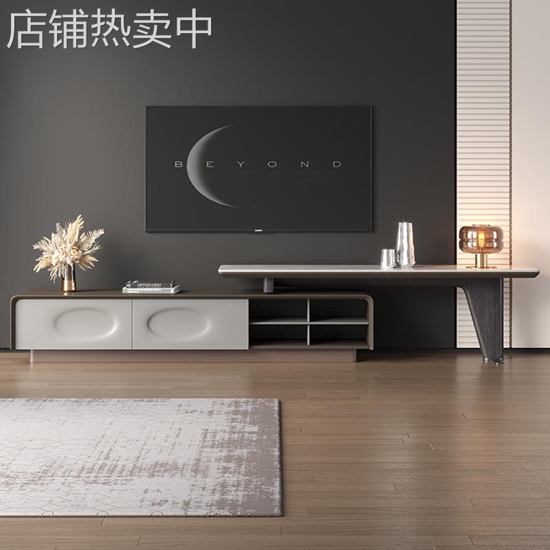 桌面拓展台风格悬空2024新款落地简约大理石电视机柜客厅地柜