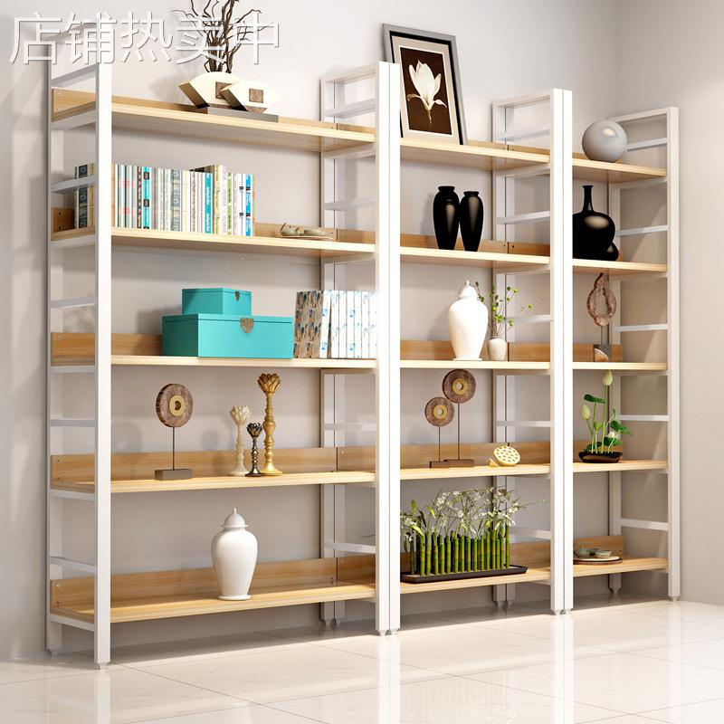 钢木组合展示架书柜简约现代多层货架落地置物架产品展示柜中岛架
