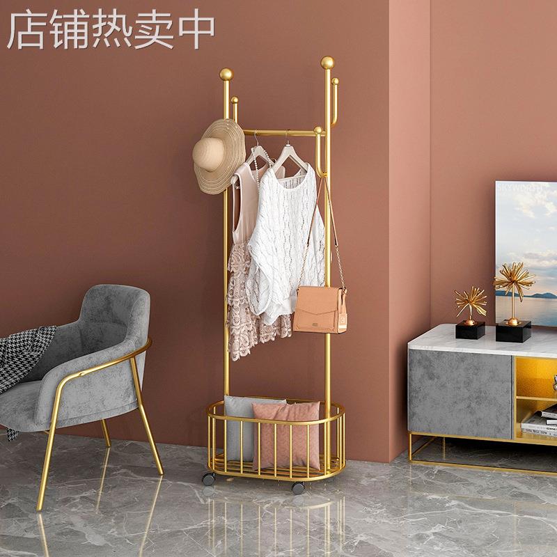 简约衣帽架卧室转角落地晾挂衣架家用立式鞋包置物架带轮子可移动
