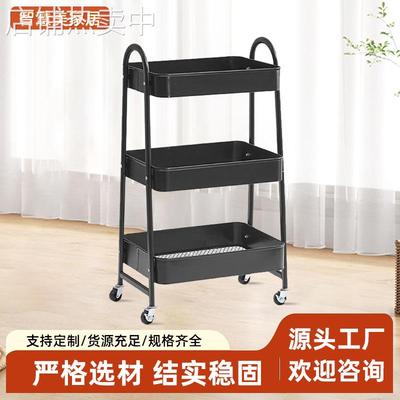 小推车置物架加厚碳钢落地多层可移动收纳架客厅零食玩具收纳推车