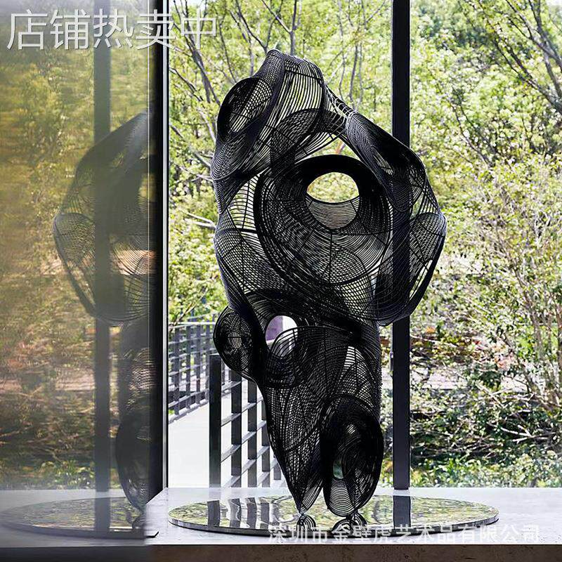 新款金属抽象摆件 不锈钢立方体摆件 售楼处商业中心台面金属饰品