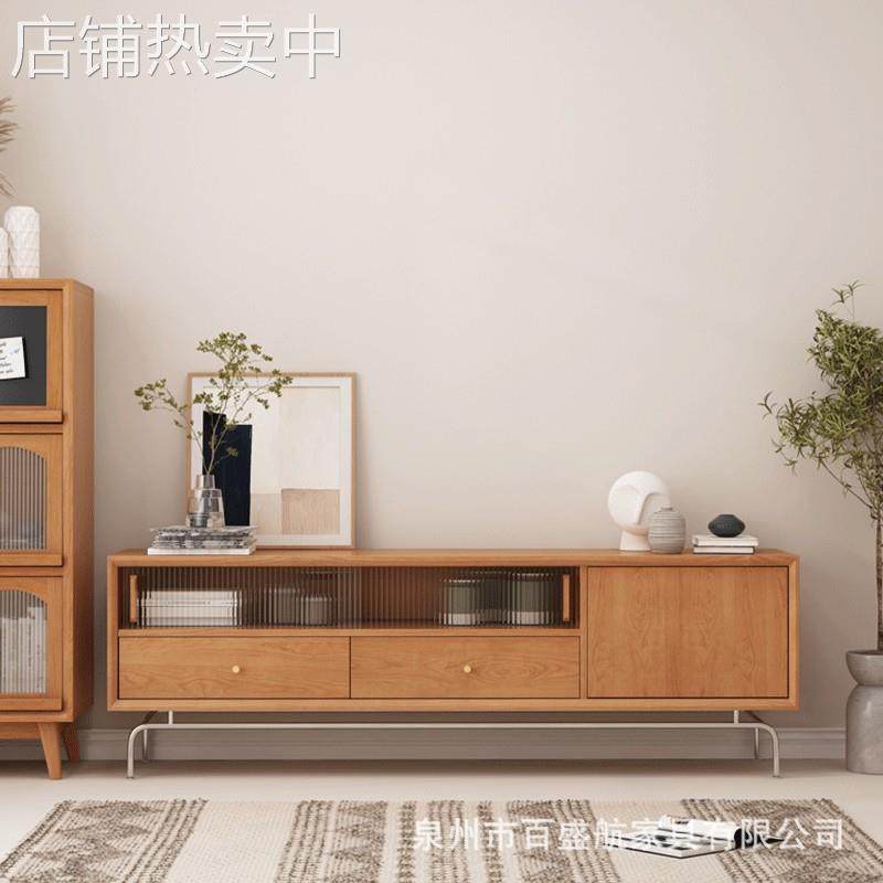 北欧实木电视柜小户型客厅多功能视听柜酒店多层大容量带抽屉地柜