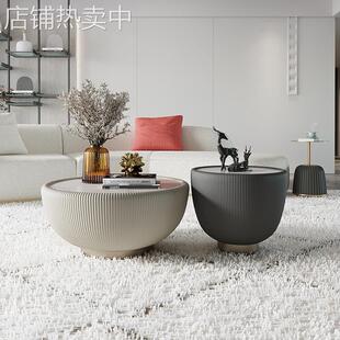 意式轻奢小户型大小碗圆形茶几组合现代简约家用子母客厅茶桌