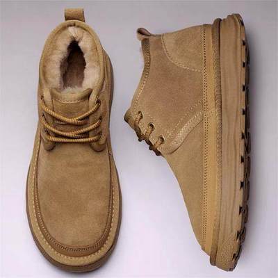 皮毛一体雪地靴冬加绒加厚新款磨砂皮男鞋时尚真皮牛皮林大男a67