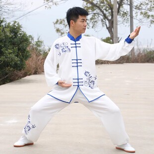 宏纪清仓太极服青花瓷刺绣绣花中国风25新太极拳练功服装表演服男