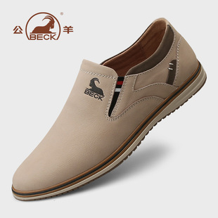 公羊皮鞋男真皮2025新款冬季男士平底商务英伦休闲鞋男款圆头鞋子