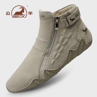 公羊男鞋冬季2025新款鞋子真皮休闲鞋雪地靴加绒保暖雪地棉鞋