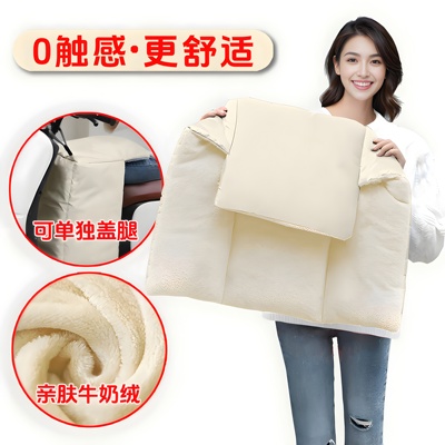 小款简约电动电瓶车挡风被加厚保暖罩加绒双面防水分体式冬天内搭