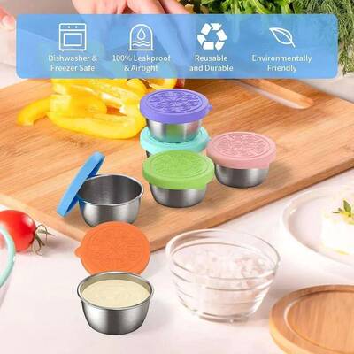 1pc Salad Dressing Container With 1.35oz/40ml Reusable Stain