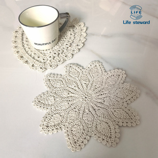 Round Crochet Lace Placemats Glass Table Dinner Dining Mat