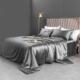 Bedding Fitted Silk Stain Sheet Bedsheet Bed Cover Set Duvet