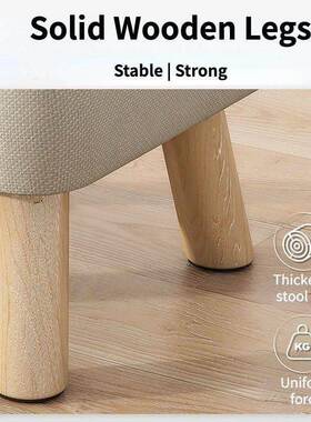 Dia0cm Round Ottoman Foot Rest Stool Linen Fabric Padded Se