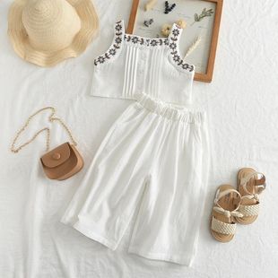 Korea Baby Girls Sets Summer Embroidery Kids Girls Clothes V