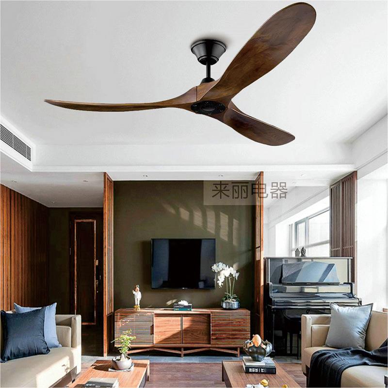 风扇灯实木吊扇复古大风力简约餐客厅静音变频电风扇吊灯卧室