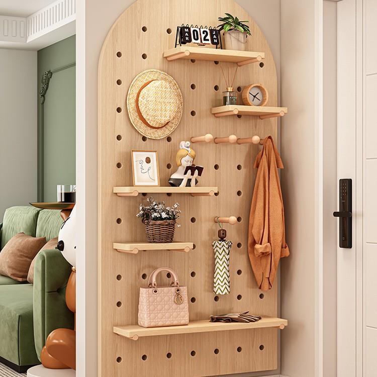 实木洞洞板挂板置物架墙上储物柜墙壁进门后入户玄关墙面收纳